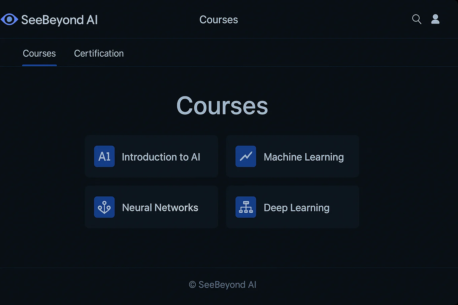 SeeBeyond AI training platform screenshot